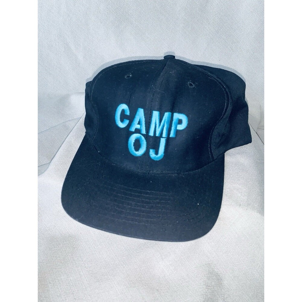 VINTAGE 90s | Camp OJ Neon Blue on Black SnapBack Nissin Ball Cap Hat EUC